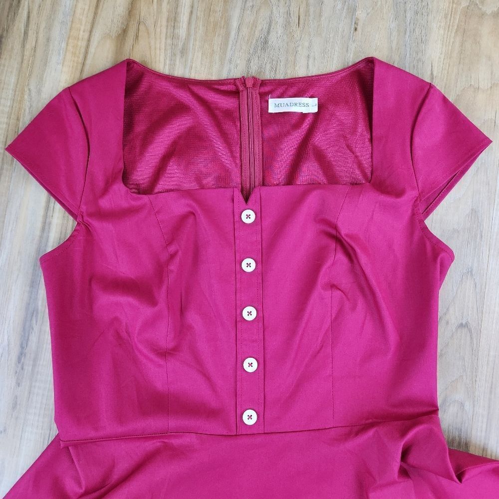 🔹️NWT Dark Red 50's Rockabilly Dress Large - Picture 8 of 12
